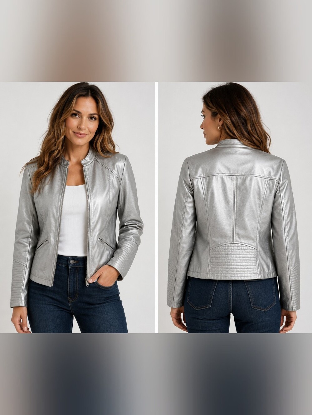 Torrid Metallic Silver Women's Moto Jacket - Sleek Zip-Front Coat